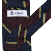 Striped Fina Grenadine Silk Tie Navy Burgundy