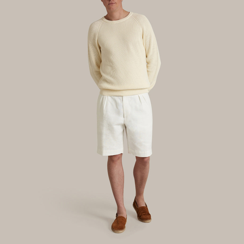 Ribbed Cotton Raglan Sleeved Sweater In Light