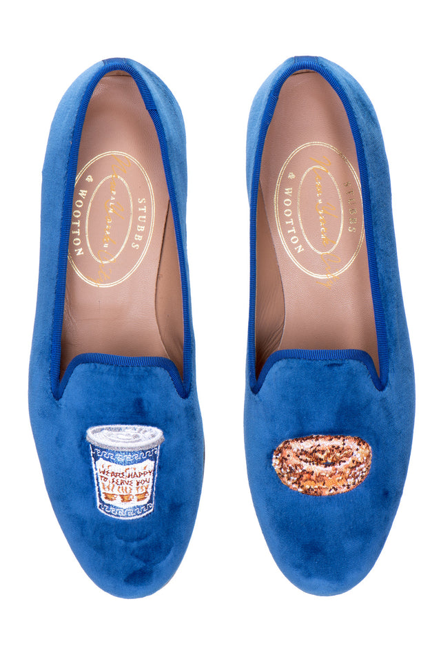 Breakfast Blue Velvet Slipper (Men)