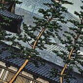 Ukiyo E Silk Pocket Square Daibutsu Den 40x40cm