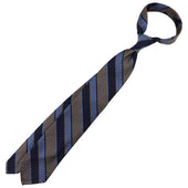 Striped Grenadine Garza Grossa Silk Tie Beige