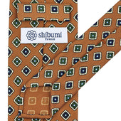 Floral Printed Silk Tie Beige Hand Rolled