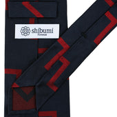 Artillery Repp Stripe Silk Tie Midnight Cherry Hand Rolled