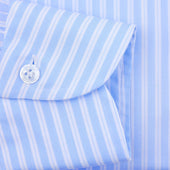 Poplin Semi Spread Shirt White Ticking Stripe