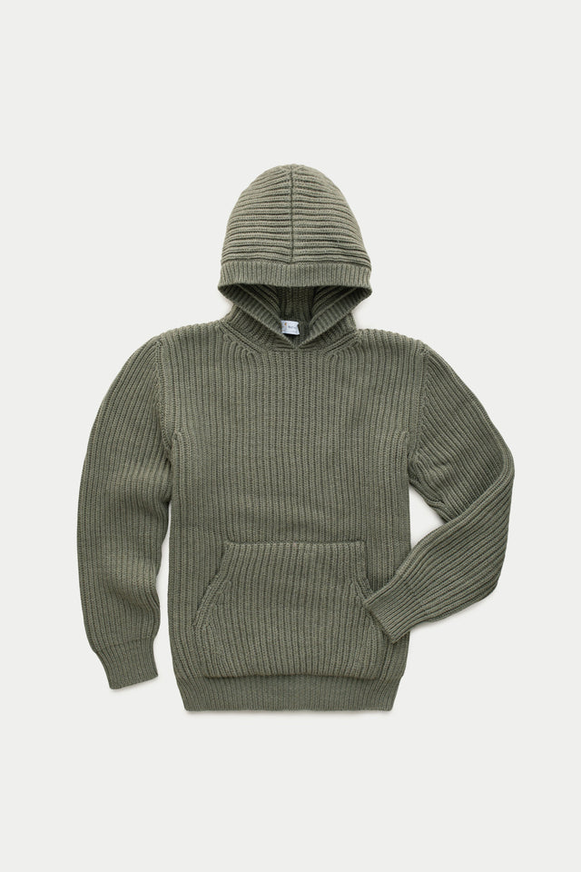 Wool Chunky Pullover Hoodie Fatigue