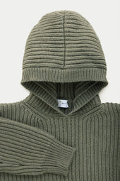 Wool Chunky Pullover Hoodie Fatigue