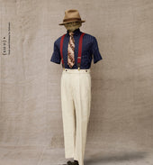 Novelist Trousers Cotton Linen Herringbone Twill 36