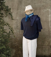 Perforated Stitch Linen Polo M L