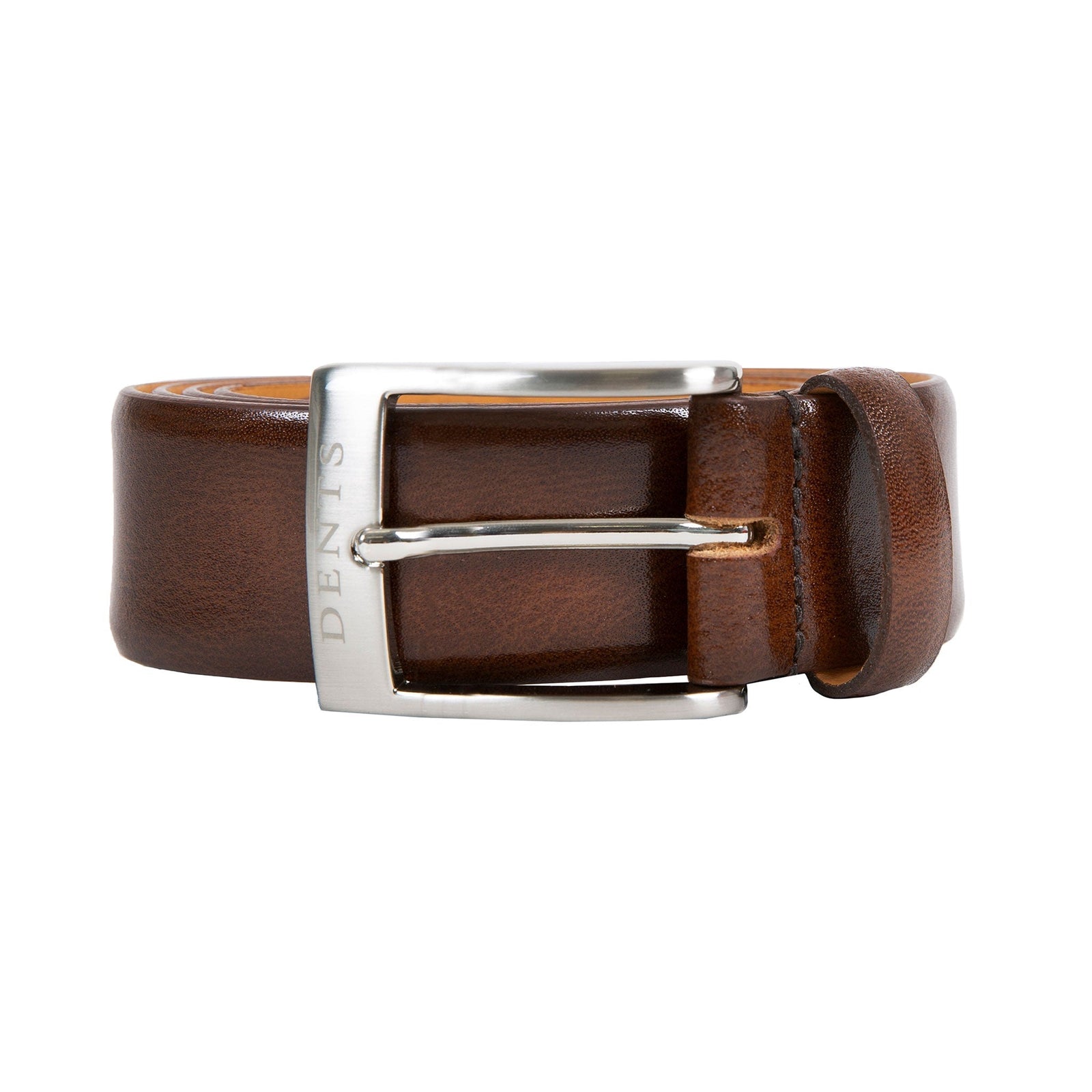 Men S Heritage Lined Full Grain Leather Belt With Satin Nickel Buckle