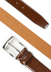 Men S Heritage Lined Full Grain Leather Belt With Satin Nickel Buckle
