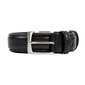 Men S Heritage Lined Full Grain Leather Belt With Satin Nickel Buckle And Stitched Edge