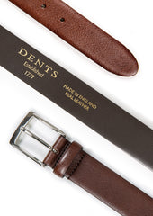 Men S Heritage Full Grain Leather Belt With Satin Nickel Buckle And Pebble Grain Texture