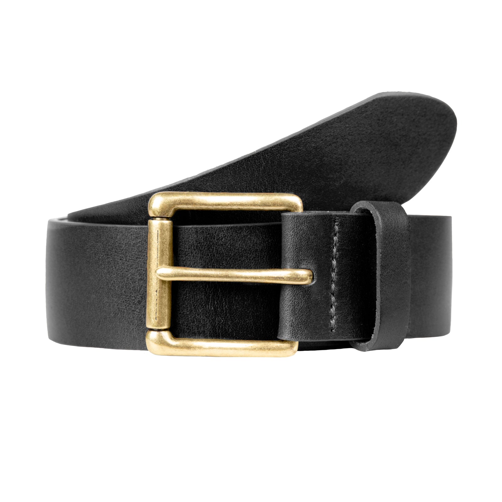 Men S Heritage Lined Full Grain Leather Belt With Antique Brass Buckle
