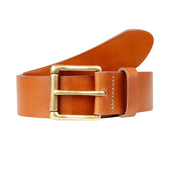 Men S Heritage Lined Full Grain Leather Belt With Antique Brass Buckle