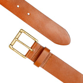 Men S Heritage Lined Full Grain Leather Belt With Antique Brass Buckle