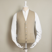 12-Gauge Cashmere Blend Waistcoat With Pockets In Natural