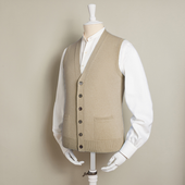 12-Gauge Cashmere Blend Waistcoat With Pockets In Natural