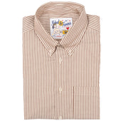 Easy Shirt - Soft Finish Classic Stripe - Cream + Brown