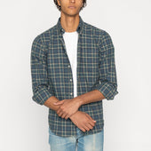 Easy Shirt Big Slub Check Flannel Green