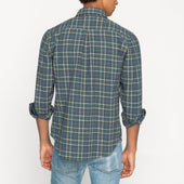 Easy Shirt Big Slub Check Flannel Green