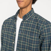 Easy Shirt Big Slub Check Flannel Green