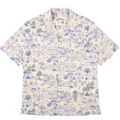 Aloha Shirt - Linen Cats - Blue