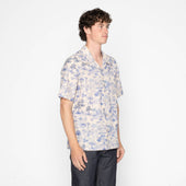 Aloha Shirt - Linen Cats - Blue