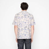 Aloha Shirt - Linen Cats - Blue