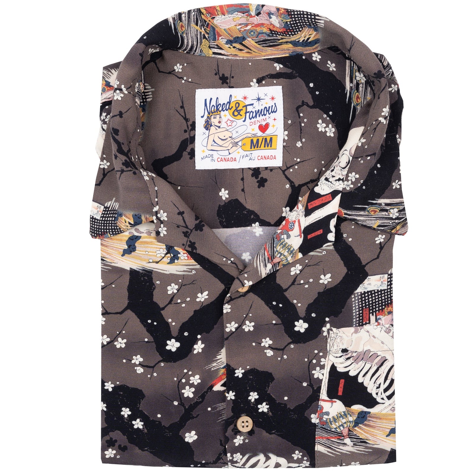 Aloha Shirt Skeletons Dark Grey