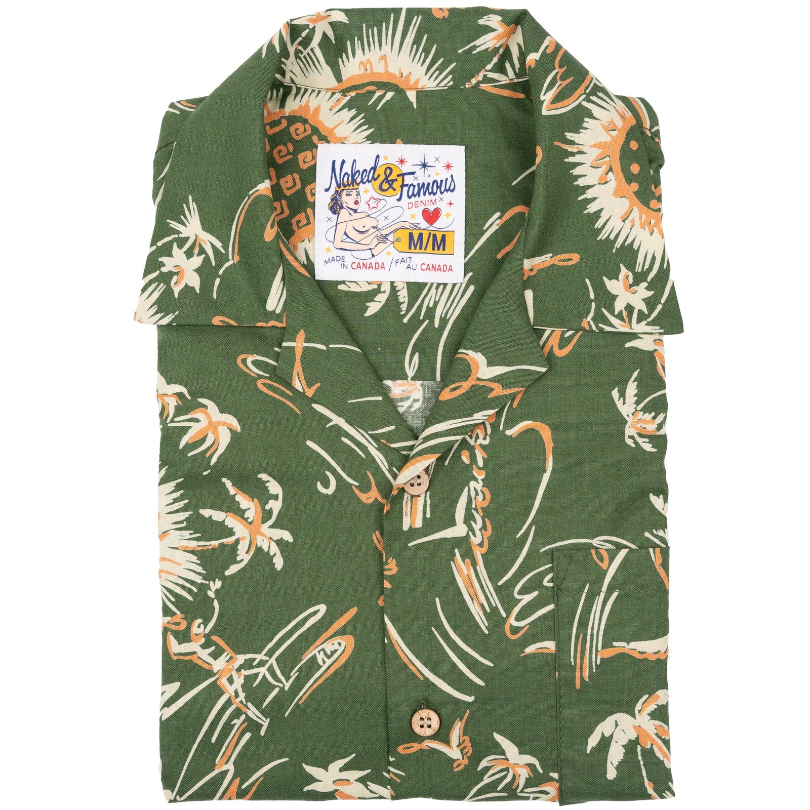 Aloha Shirt Waikiki Waves Green
