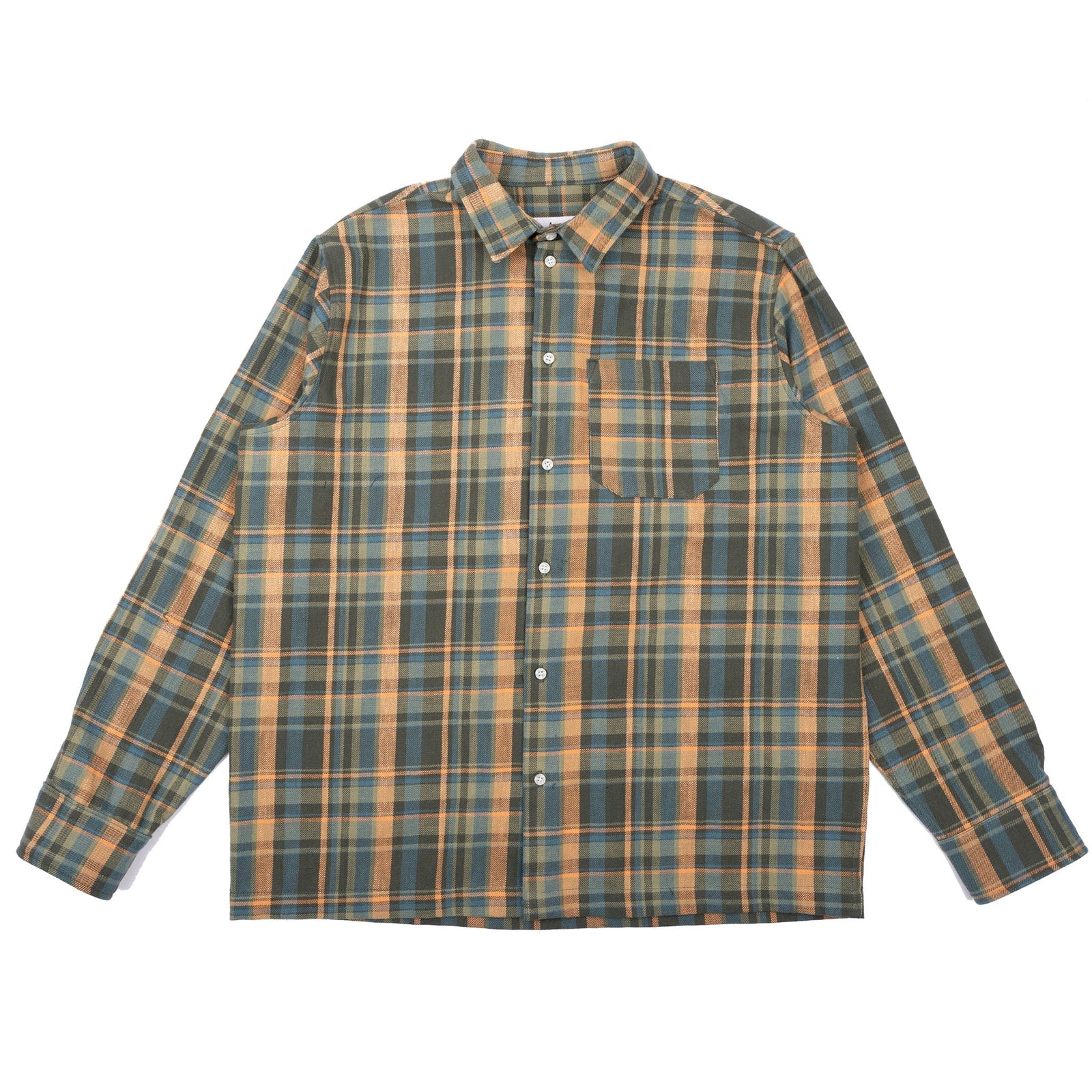 True Shirt Slub Yarn Flannel Green