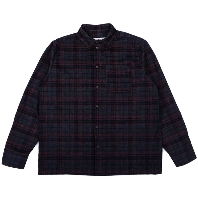 True Shirt - Corduroy Shirting (21W) - Green / Eggplant