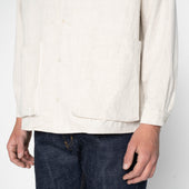 Wise Guy Jacket- Linen Blend Denim - Ecru