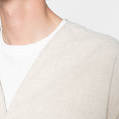 Wise Guy Jacket- Linen Blend Denim - Ecru