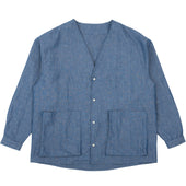 Wise Guy Jacket - Linen Blend Denim - Indigo