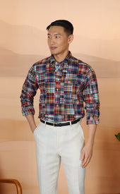 Red Green Madras Patchwork Popover