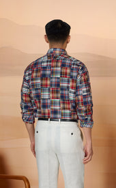 Red Green Madras Patchwork Popover