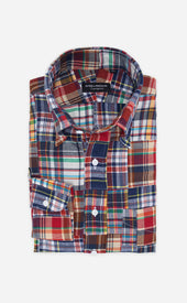 Red Green Madras Patchwork Popover