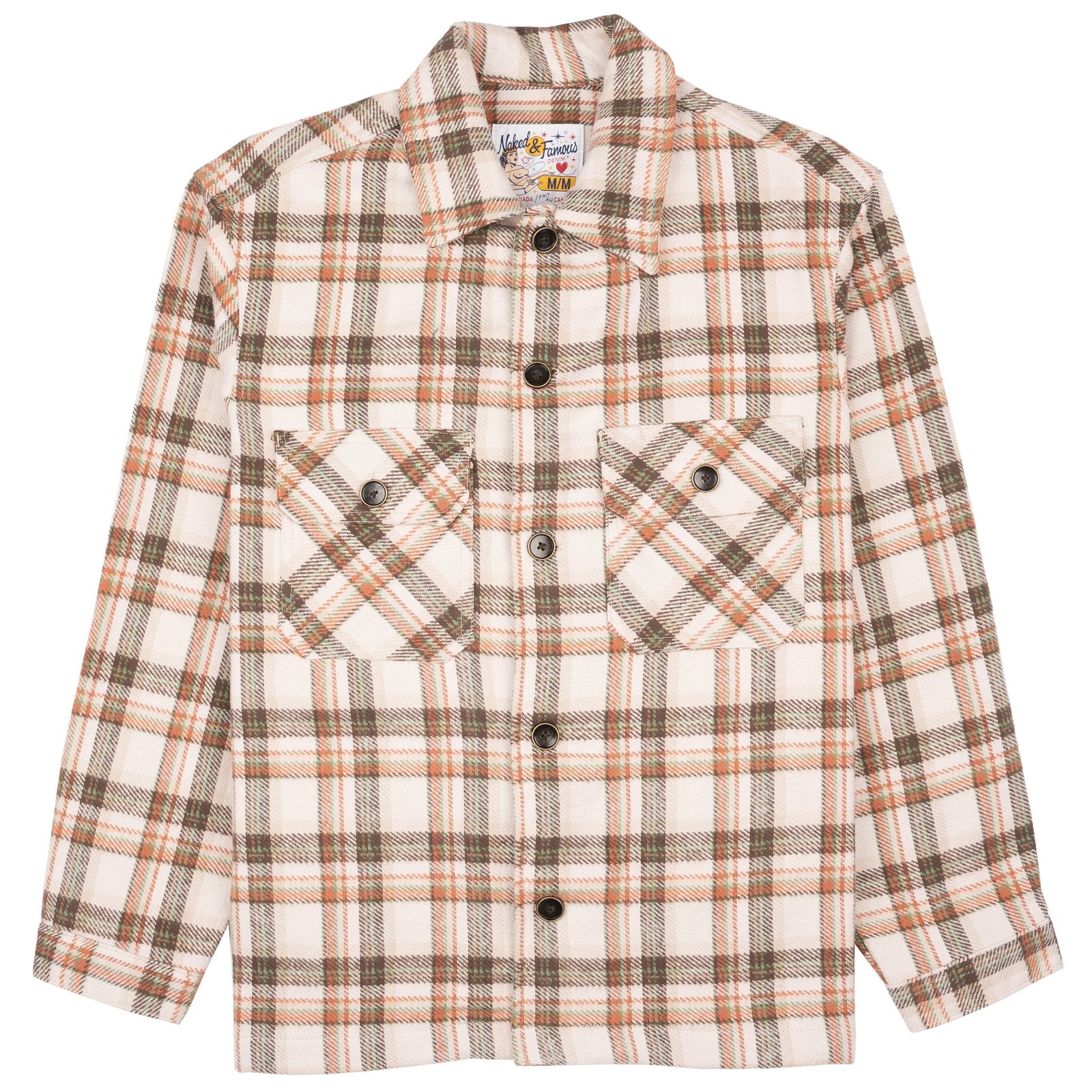 Over Shirt Triple Yarn Twill Check Brush Beige