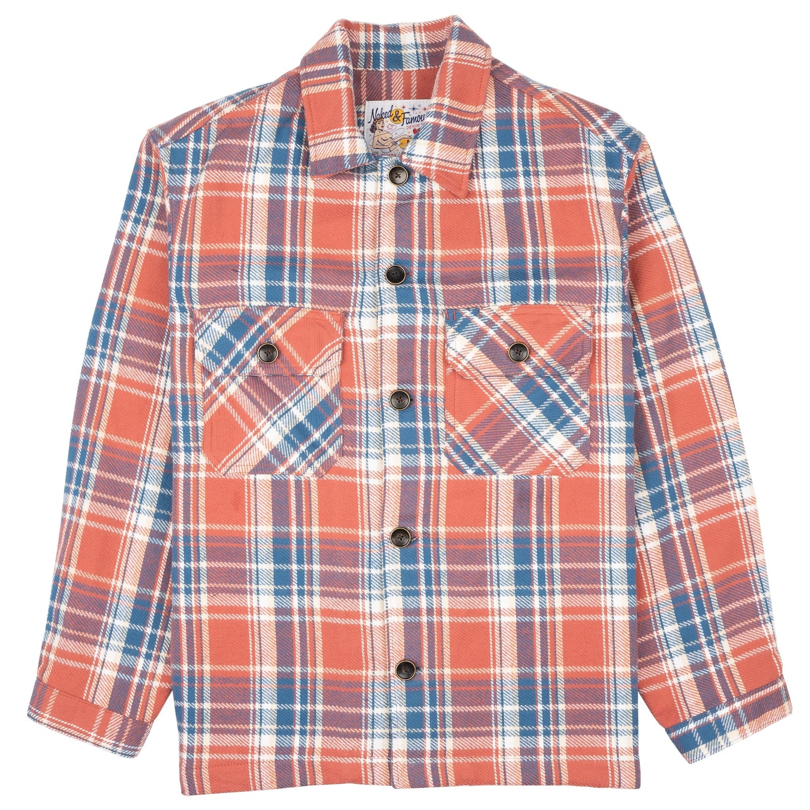 Over Shirt Triple Yarn Twill Check Brush Red