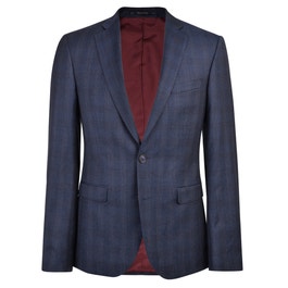 Checked 3-Piece Tailored Fit Jacket in Navy | Men's Suit | Magee 1866