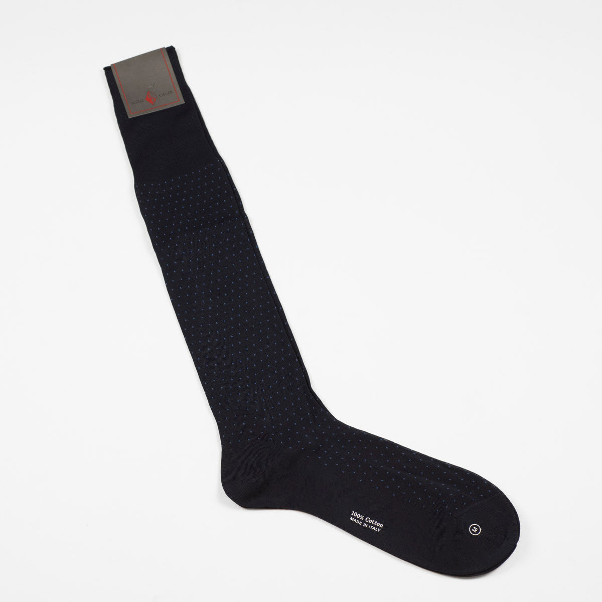 Over The Calf Fil D Ecosse Cotton Socks With Blue Dots