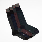 Grey Micro Gingham Over The Calf Fil D Ecosse Cotton Socks