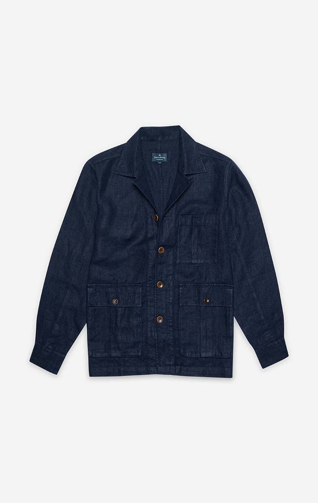 Navy Linen Overshirt