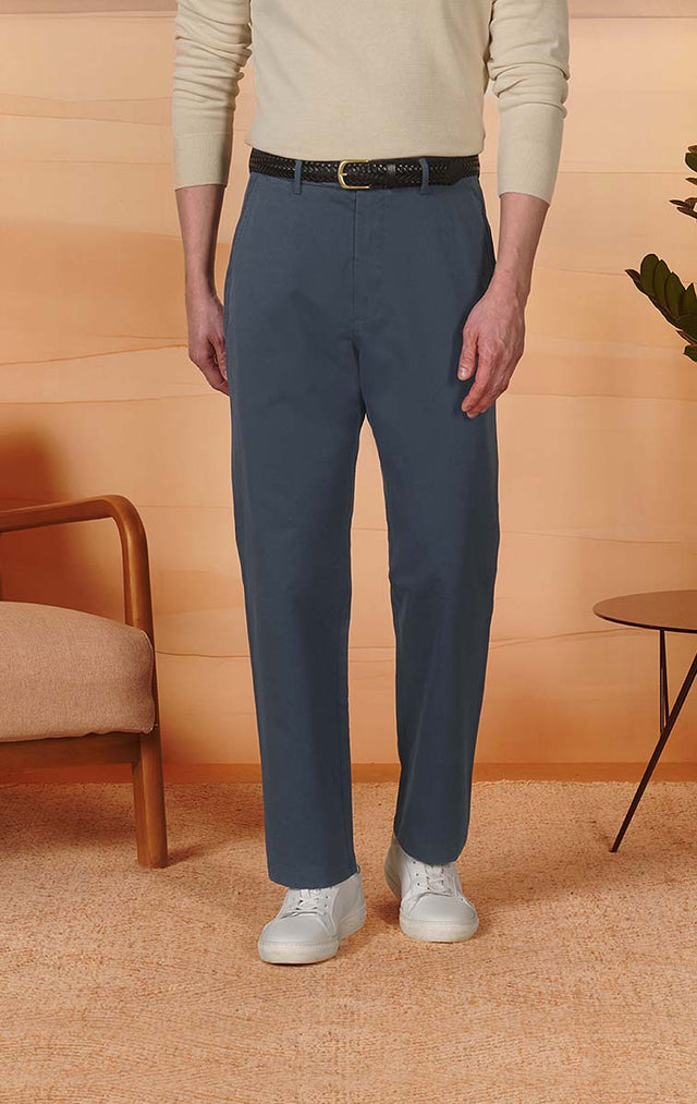 Blue High-Rise Chinos