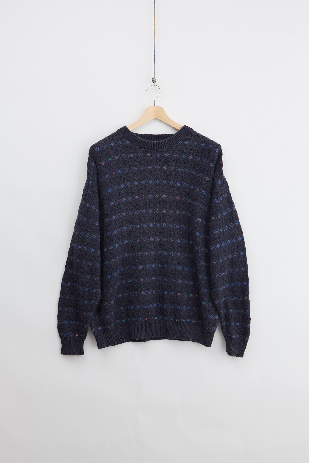 Striped Cotton Knit Sweater (L)