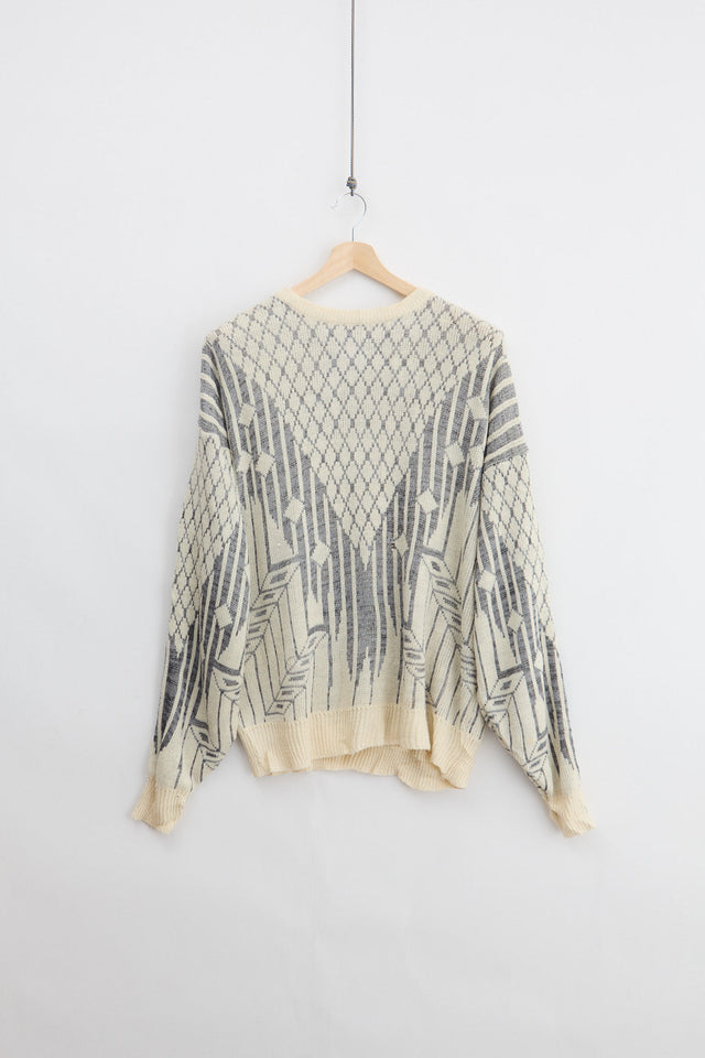 Multi-Striped Jaquard Knit Sweater (XL)
