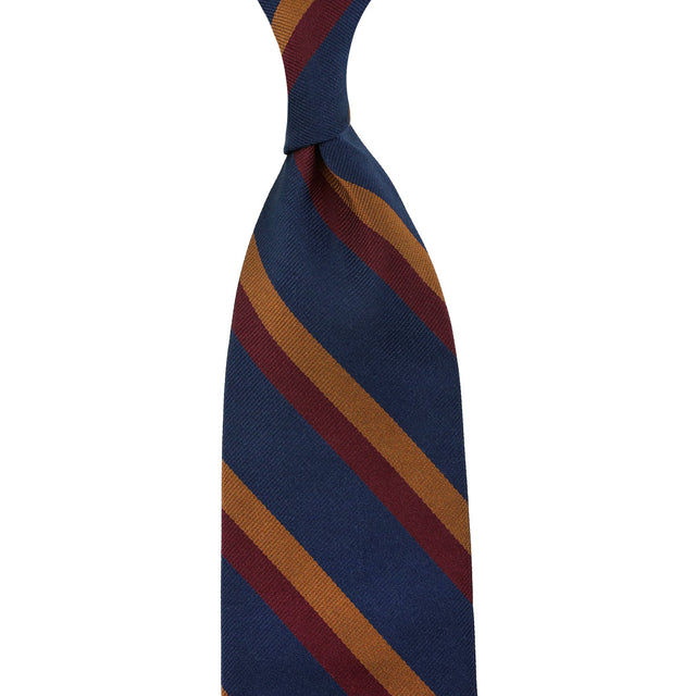 Repp Stripe Silk Tie - Navy / Burgundy / Copper