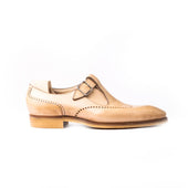 Single Buckle Monk Sandals Perforated Long Wing Tip