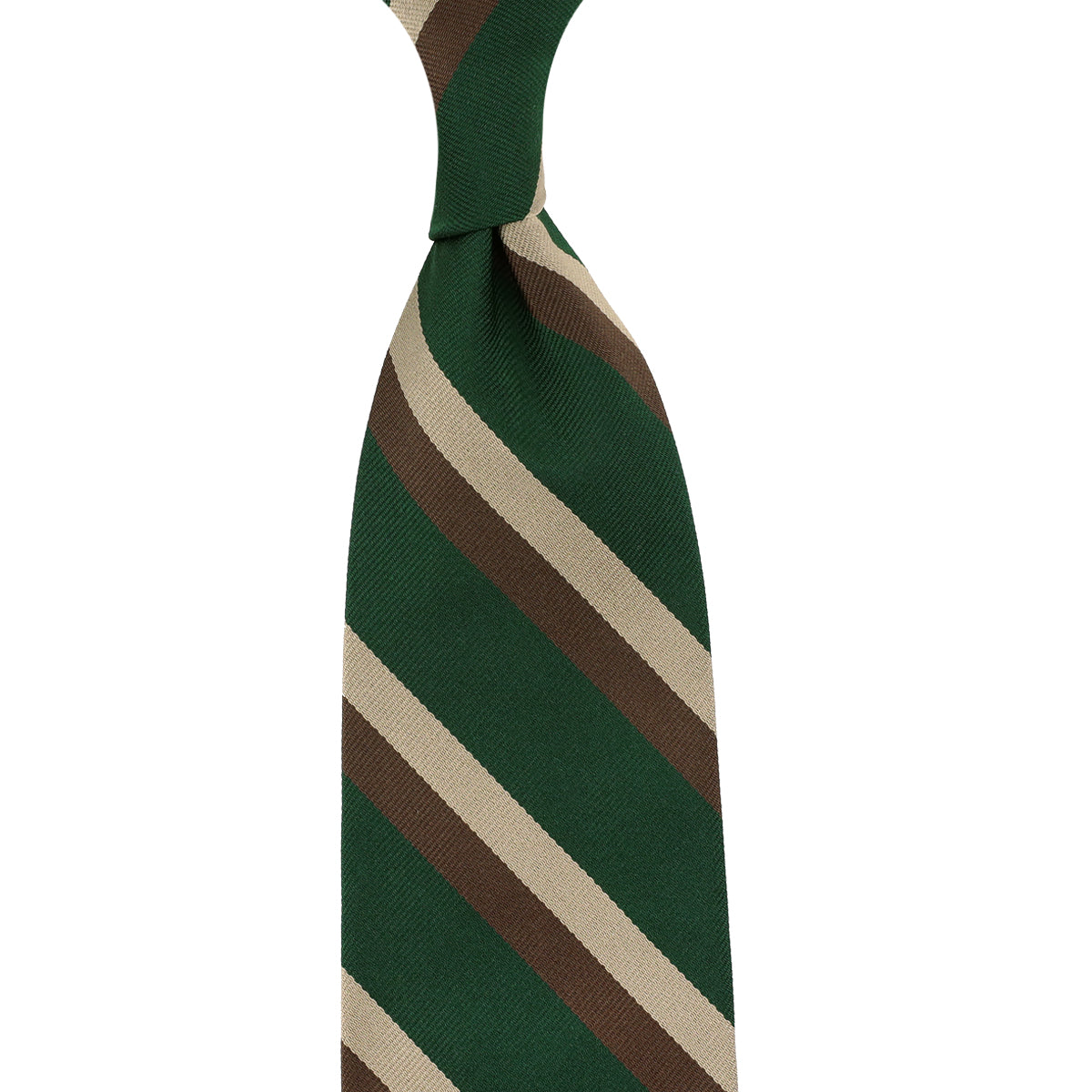 Repp Stripe Silk Tie Forest Beige